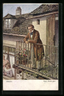 Künstler-AK Franz Schubert, Der Junge Komponist Auf Seinem Balkon, Von Damen Beobachtet  - Künstler