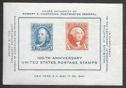 USA 100th Anniversary Of US Postage Stamps S/ Sheet 1947 MNH - Unused Stamps