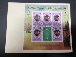 4-6-2024 (19) 1 Mini-sheet On Cover From Turks Caicos - Prince Charles & Lady Diana Spencer Royal Wedding (18x14 Cm) X 3 - Royalties, Royals