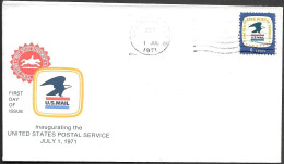 USA FDC Cover Greenville SC 1971. Inaugurating The United States Postal Service - 1971-1980