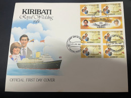 4-6-2024 (19) 1 Mini-sheet On Cover From Kiribati - Prince Charles & Lady Diana Spencer Royal Wedding (18x22 Cm) X 3 - Familles Royales