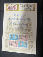 4-6-2024 (19) 1 Mini-sheet On Cover From Isle Of Man - Prince Charles & Lady Diana Spencer Royal Wedding (22x15 Cm) - Royalties, Royals