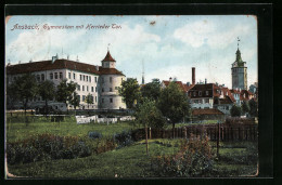 AK Ansbach, Gymnasium Mit Herrieder Tor  - Ansbach