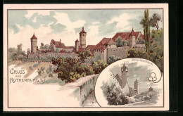 Lithographie Rothenburg O. T., Panorama & Stöberleinsthurm  - Rothenburg O. D. Tauber