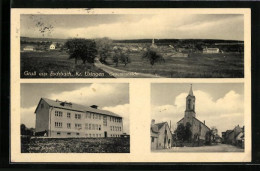 AK Eschbach / Usingen, Neue Schule, Kirche, Gesamtansicht  - Usingen