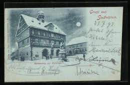 Mondschein-AK Staffelstein, Marktplatz Mit Rathaus Im Winter  - Staffelstein