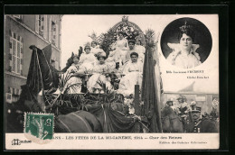 CPA Orléans, Les Fetes De La Mi-Careme 1914, Char Des Reines, Portrait De Mlle Lucienne Frémont  - Autres & Non Classés