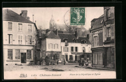 CPA Chateau-Renard, Place De La République Et Eglise  - Autres & Non Classés