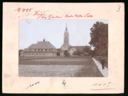 Fotografie Brück & Sohn Meissen, Ansicht Krögis, Schule & Kirche  - Lieux