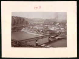 Fotografie Brück & Sohn Meissen, Ansicht Aussig, Dampfer An Der Brücke, Blick Nach Schönpriesen & Krammel  - Lieux