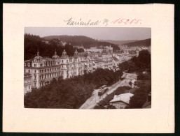 Fotografie Brück & Sohn Meissen, Ansicht Marienbad, Kaiserstrasse Mit Strassenbahn-Haltestelle & Triebwagen  - Lieux