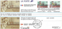 Theme J Cartier Carte Souvenir CANADA N° 869 Y & T + FRANCE N° 2307 Y & T Y & T - Autres & Non Classés