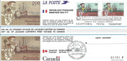 Theme J Cartier Carte Souvenir CANADA N° 869 Y & T + FRANCE N° 2307 Y & T Y & T - Andere & Zonder Classificatie