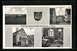 AK Monzernheim, Ortsansicht Und Gasthaus Zum Deutschen Haus, Bes.: Lorenz Mayerhöfer  - Autres & Non Classés