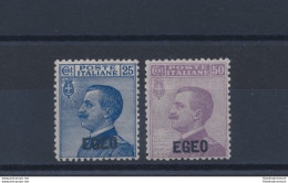 1912 EGEO , Francobolli D'Italia Del 1908 Soprastampati EGEO, N° 1/2 ,  2 Valor - Egeo