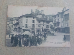 CPA -  AU PLUS RAPIDE - LA ROQUEBROU - PLACE DE L EGLISE -  VOYAGEE TIMBREE 1905 - Autres & Non Classés