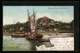 Künstler-AK Hamburg-Blankenese, Ortsansicht Mit Süllberg Und Bootspartie  - Blankenese