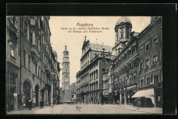 AK Augsburg, Partie An Der Unteren Maximilian-Strasse Mit Rathaus Und Perlachturm  - Augsburg