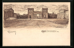 Künstler-AK München, Königsplatz  - München