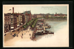 Lithographie Hamburg-Neustadt, Alter Jungfernstieg  - Mitte