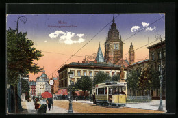 AK Mainz, Gutenbergplatz Und Dom Mit Strassenbahn  - Tram