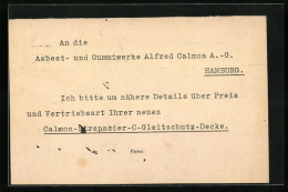 AK Hamburg-Barmbek, Korrespondenzkarte Der Asbest- Und Gummiwerke Alfred Calmon AG  - Nord