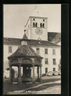 Cartolina Neustift B. Brixen, Ortspartie Mit Brunnen  - Autres & Non Classés