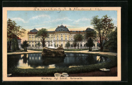 AK Würzburg, Königliches Schloss Mit Teich, Gartenseite  - Wuerzburg