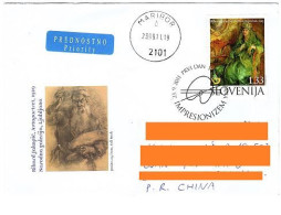 Slovenia FDC Cover To China — 2011 Paintings - Impressionism & Post-Impressionism Stamp 1v - Slovénie