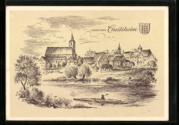 Künstler-AK Crailsheim, Ortspartie Mit Kirche Vom Wasser Aus, Wappen  - Crailsheim