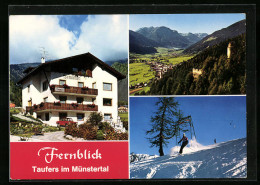 Cartolina Taufers /Münstertal, Pension Fernblick, Skifahrer  - Other & Unclassified