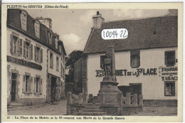 PLESTIN-LES-GREVES- LA PLACE DE LA MAIRIE ET LE MONUMENT AUX MORTS DE LA GRANDE GUERRE- MAISON TROADEC- TABACS - Plestin-les-Greves