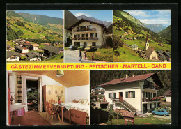 Cartolina Martell-Gand, Pension Pfitscher, Zimmeransicht, Ort Mit Kirche  - Autres & Non Classés