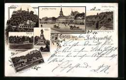 Vorläufer-Lithographie Frankenberg /Sa., 1893, Lützelhöhe, Schloss Sachsenburg  - Frankenberg