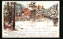 Winter-Lithographie Chemnitz, Gasthof Waldschänke Zeisigwald  - Sonstige & Ohne Zuordnung