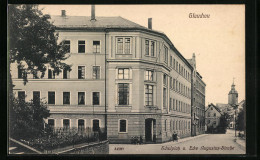 AK Glauchau, Schulplatz Und Ecke Augustus-Strasse  - Glauchau