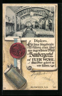 Lithographie München, Restaurant Bamberger Hof, Innenansicht  - Muenchen