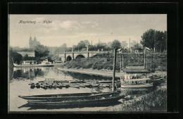 AK Magdeburg, Der Hafen Mit Ruderbootverleih  - Autres & Non Classés