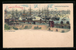 Lithographie Hamburg, Ansicht Des Alten Hafens  - Sonstige & Ohne Zuordnung