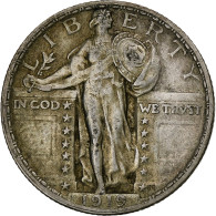 États-Unis, Standing Liberty Quarter, 1919, Philadelphie, Argent, TTB, KM:145 - 1916-1930: Standing Liberty