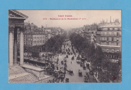 1101 FRANCE FRANCIA PARIS TOUT PARIS BOULEVARD DE LA MADELEINE RARE POSTCARD - Panoramic Views