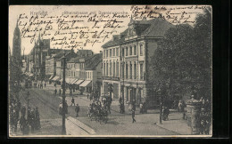 AK Krefeld, Rheinstrasse Mit Dyonisiuskirche Aus Der Vogelschau  - Krefeld