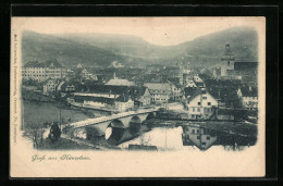 AK Künzelsau, Teilansicht Mit Brücke Aus Der Vogelschau  - Künzelsau