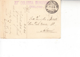 ITALIA 1916 - Cartolina "POSTA MILITARE" 27° Colonna Munizioni - Comando - Postwaardestukken