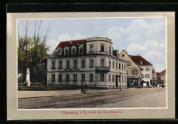 AK Offenburg I. B., Hotel Ries Zum Ochsen, Partie Mit Oken-Denkmal  - Offenburg