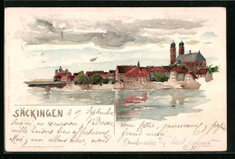 Lithographie Säckingen, Ansicht Mit Gewässer  - Bad Saeckingen