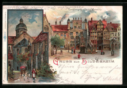 Lithographie Hildesheim, Templerhaus Und Haus Wedekind, Dom  - Hildesheim