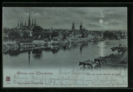 Mondschein-AK Würzburg, Von Der Neuen Brücke Gesehen  - Wuerzburg