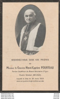 MEMENTO AVIS DE DECES - AGEN - MONSIEUR LE CHAMOINE HENRI CYPRIEN POURTEAU - 26 MARS 1943 - VICAIRE GENERAL - 2 SCANS - Obituary Notices