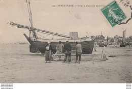 X14-62) BERCK PLAGE -  PECHEURS PREPARANT LEURS FILETS - ( ANIMATION )  - Berck